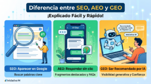 Diferencia entre SEO, AEO y GEO